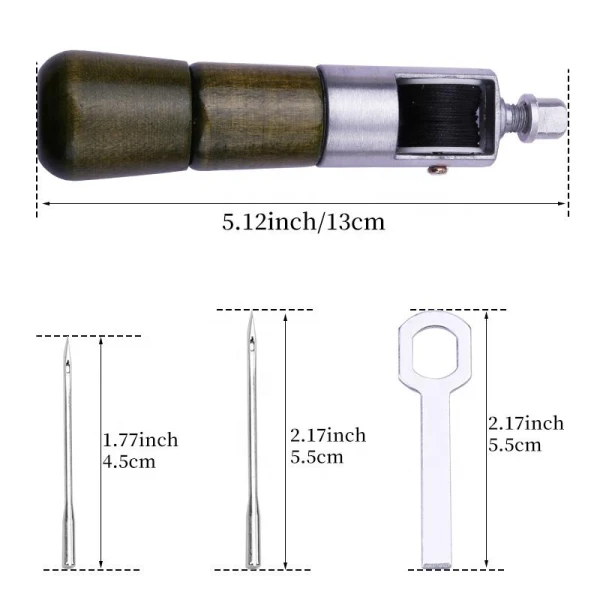 Håndsymaskin m Tråd & Nåler - Leather Hand Stich Awl - Bilde 11