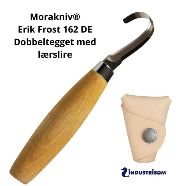 Morakniv® Erik Frost 162 DE Dobbeltegget skjekniv med Lærslire