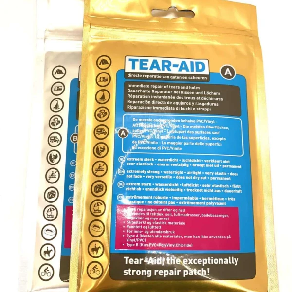 Tear-Aid A (ikke PVC/vinyl) Lappe hull i tekstil