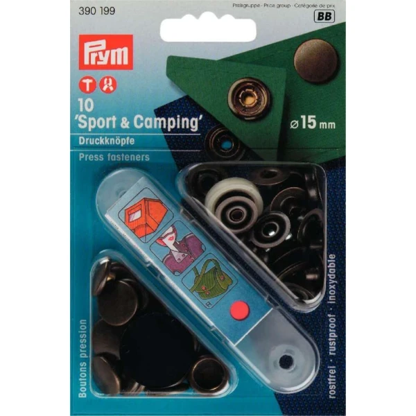 Trykknapper Sport&Camping Gammel Messing 15mm Sett