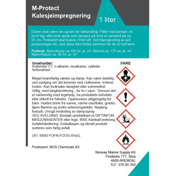 M-Protect Kalesjeimpregnering 1liter - Bilde 2