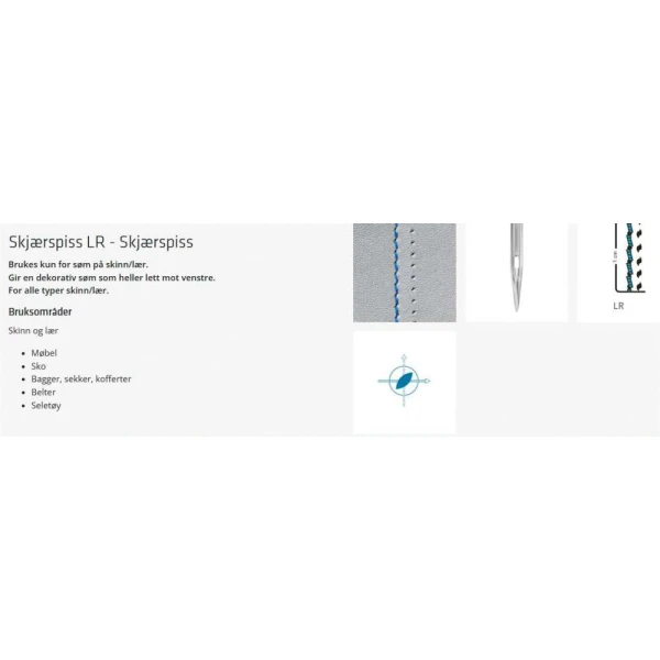 Nål 134 LR NM140 Skjærspiss Skinn 10pk - Bilde 2
