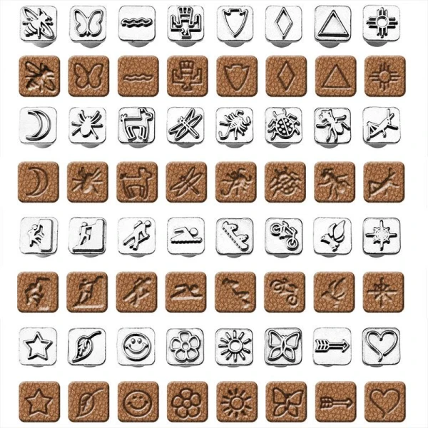Stempel-sett Symboler 32stk til skinn - Bilde 2