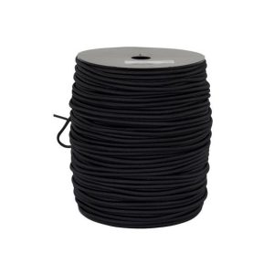 Strikk 4mm Rund Svart Gummiline metervare