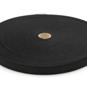 Strikk flat Ekstra HARD 20mm Sort 50m RULL