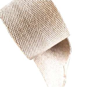 Linsadelgjord natur lin/hvit bomull 50 mm rull 25m