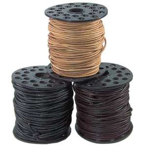 Rundskåret lærsnor 3mm - rull 45m