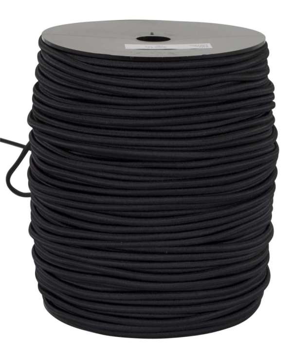 Strikk 6mm Svart Rund Gummiline metervare