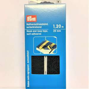 Borrelås 20mm Sort - med lim 120+120cm Prym
