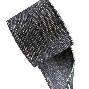 Linsadelgjord svart lin/hvit bomull 50 mm rull 25m