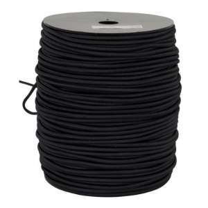 Strikk 6mm sort rund (Gummiline) 50 meter RULL