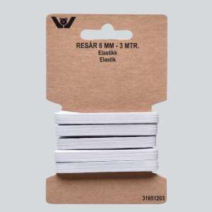 Flat strikk 6mm 3m Hvit Craft