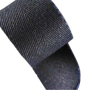 Linsadelgjord svart lin/marine bomull 50 mm rull 25m