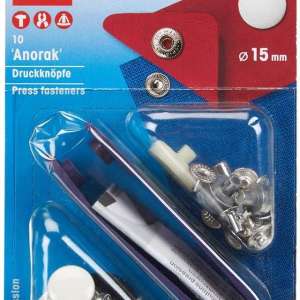 Trykknapp Anorakk Hvit 15mm Sett