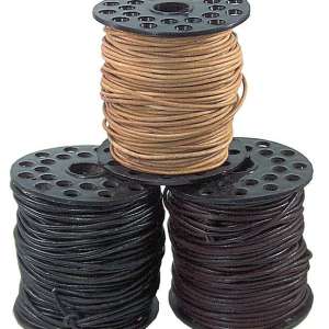 Rundskåret lærsnor 3mm - 3m