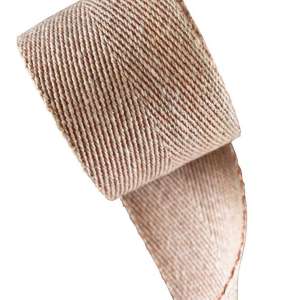 Linsadelgjord natur lin/oransje bomull 50 mm rull 25m