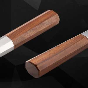 Skaft Mkuruti Wood & holk i sølv - til japansk kokkekniv