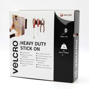 Borrelås 50mm Hvit Heavy Duty Stick OnTape VELCRO® Brand 5+5m